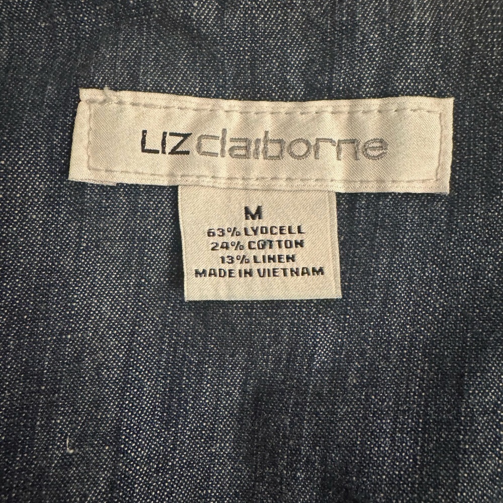 Liz Claiborne Denim-Look Double Breasted Trench Coat | Lyocell Linen Blend - Picture 3 of 8